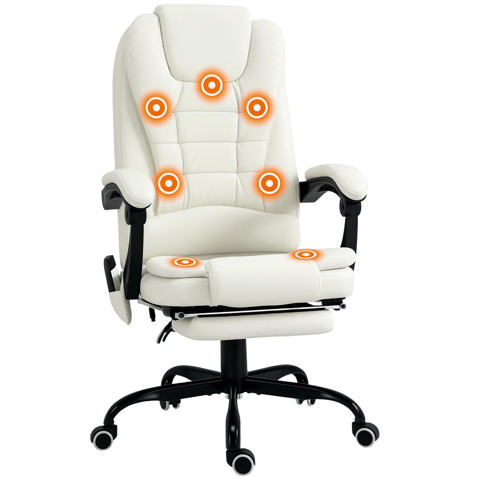 7-Point Vibrating Massage Office Chair with High Back White