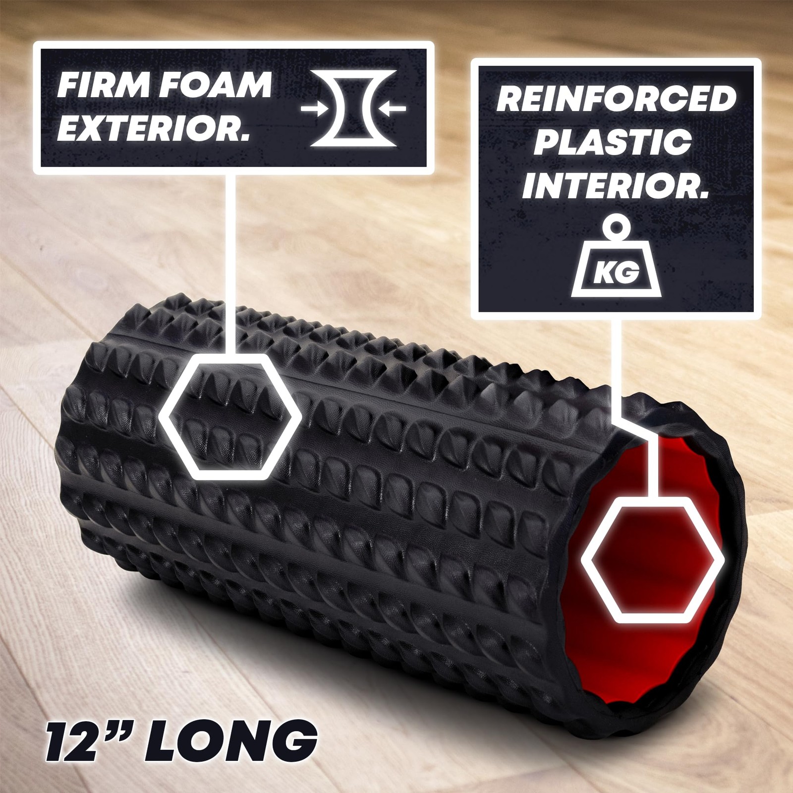 High Density Foam Roller for Physical Therapy – 12" High Density Exercise Rol...