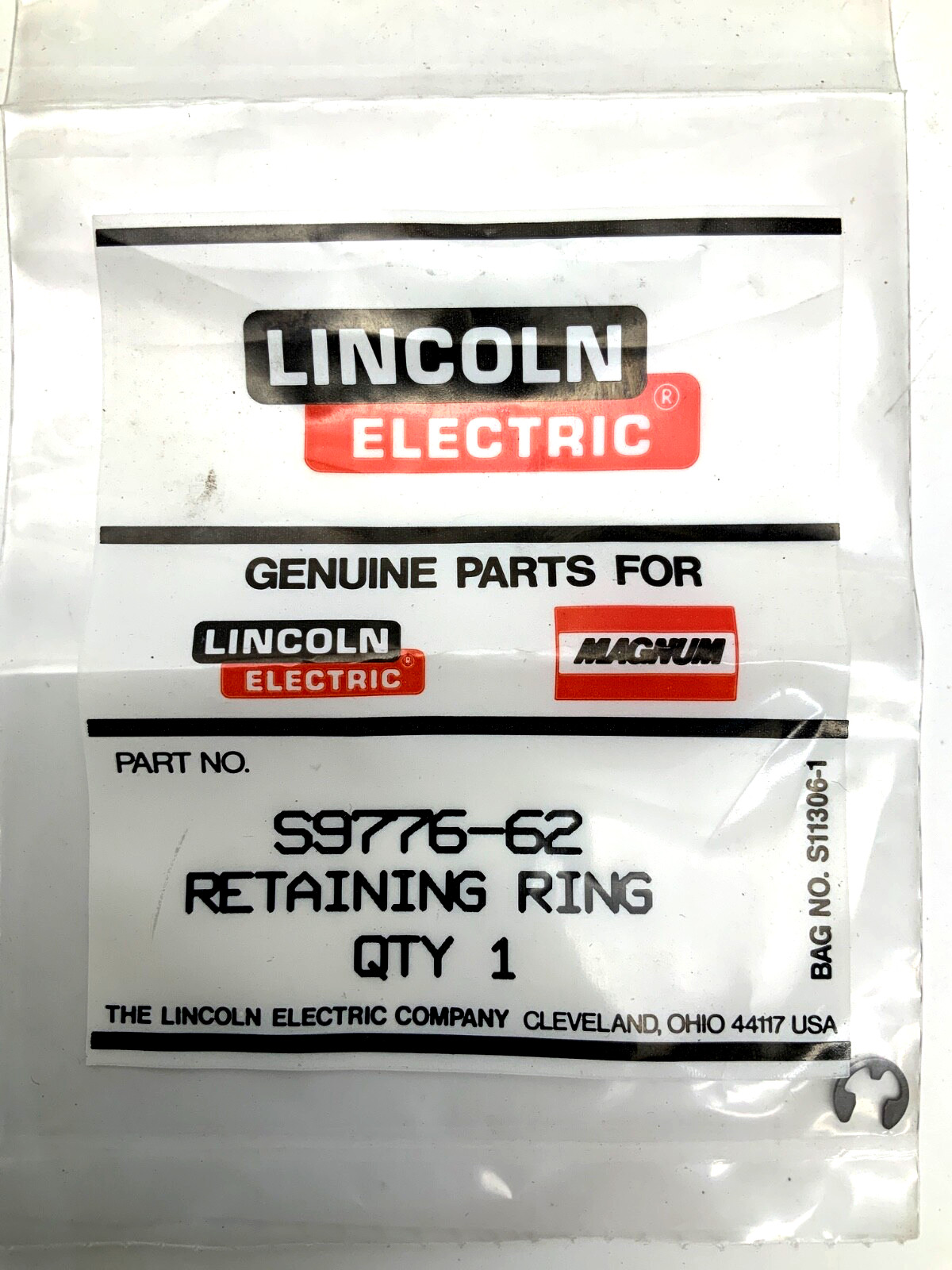 NEW LINCOLN ELECTRIC S9776-62 RETAINING RING