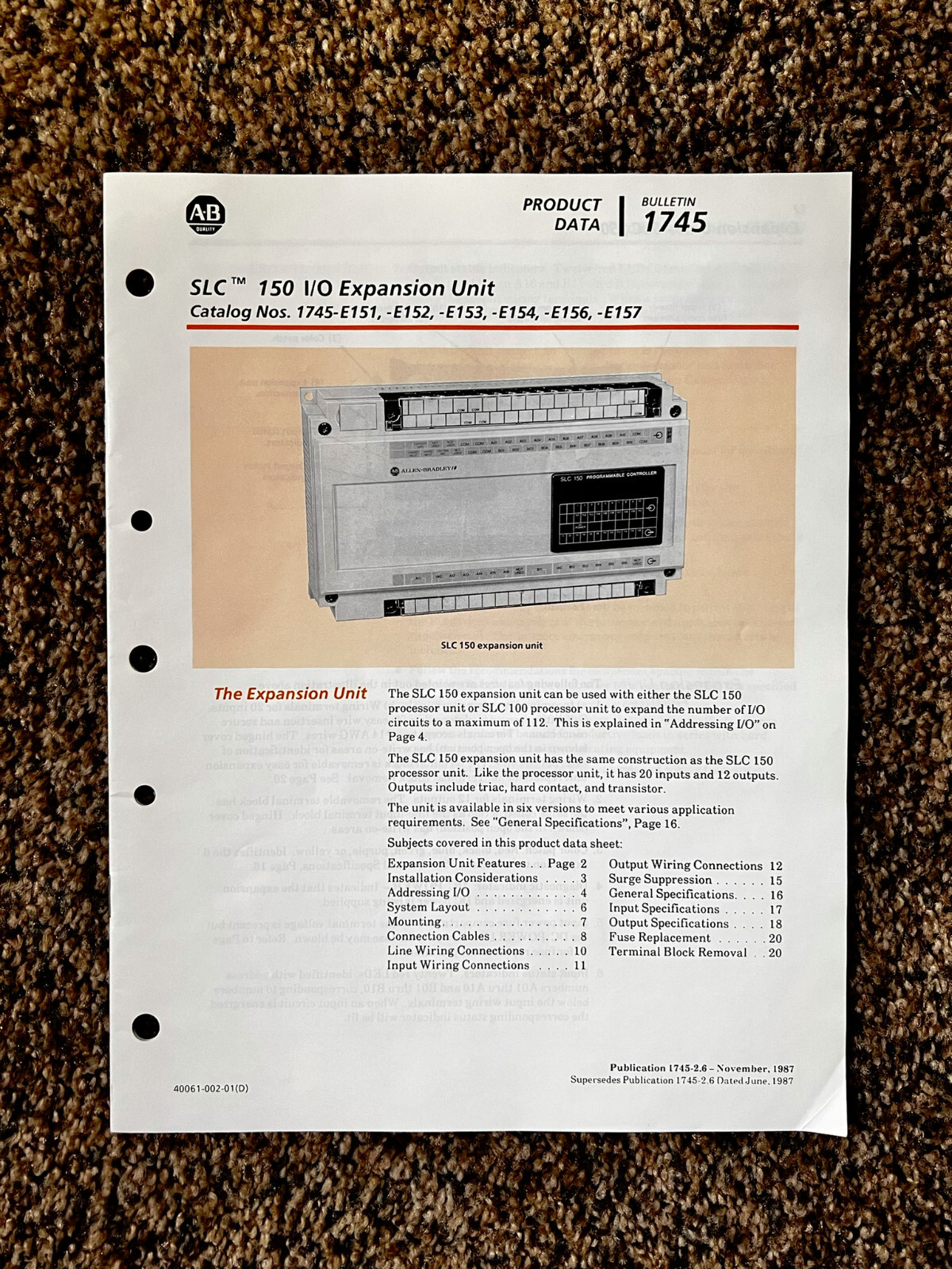 Allen-Bradley Bulletin 1745 SLC 150 I/O Expansion Unit