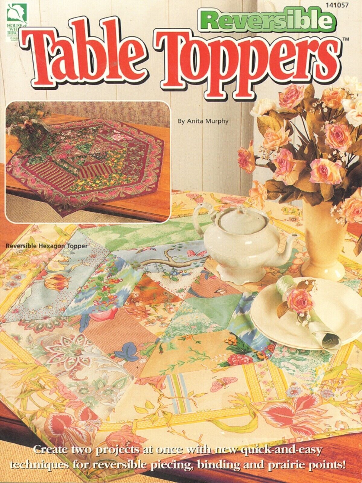Vtg Rare House of White Birches Reversible Table Toppers Quilt '97 bk~A. Murphy
