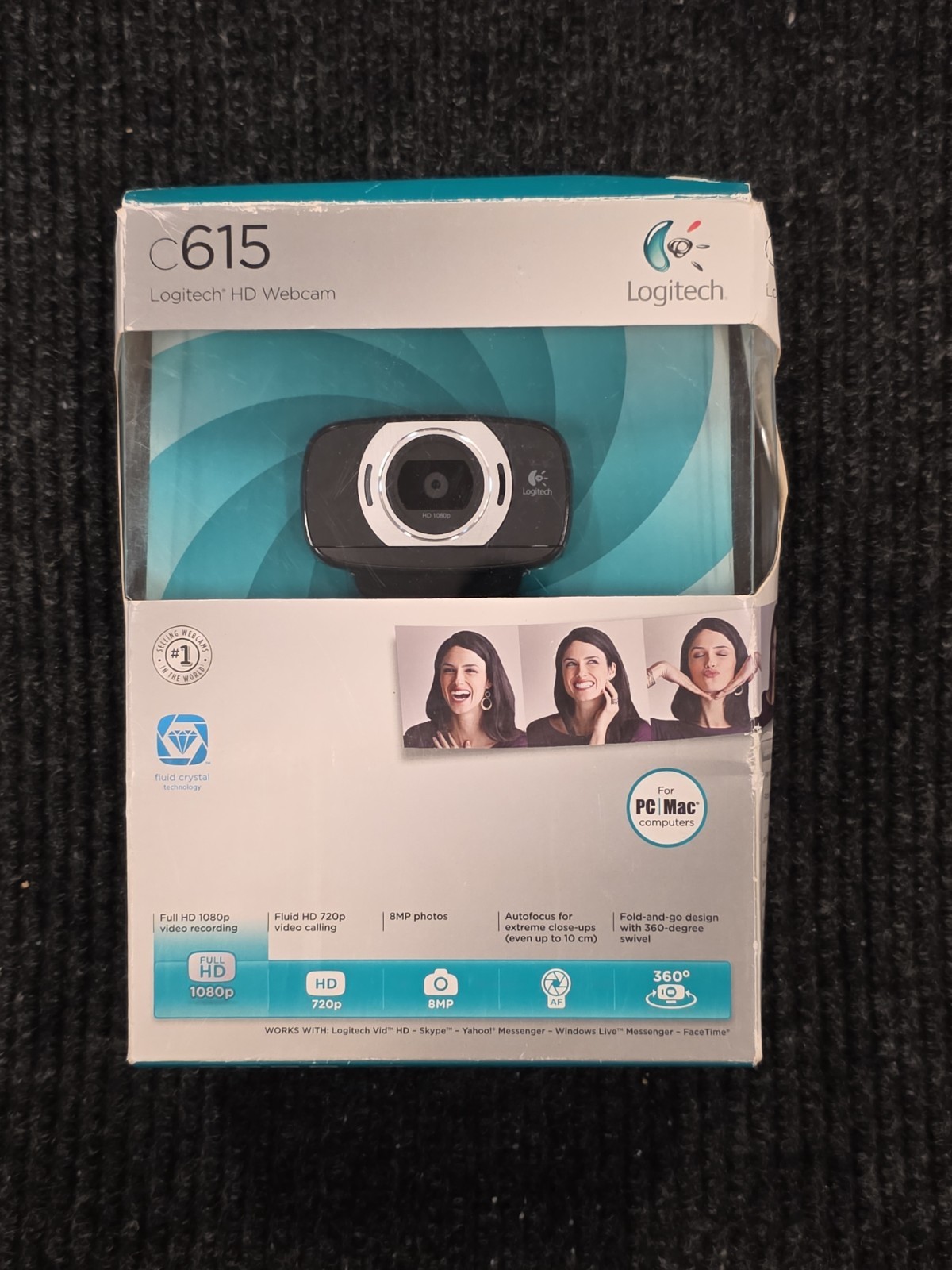 Logitech C615 Portable HD Webcam 1080p Autofocus Brand New Open Box