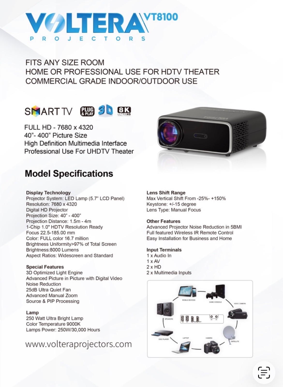 voltera vt-8100 projector