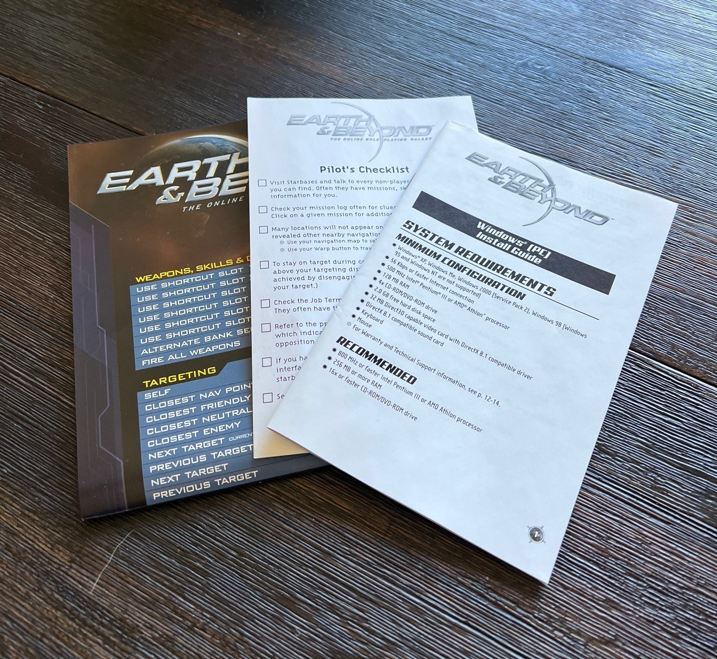 Poster Checklist Install Guide for Earth & Beyond The Online Role Playing Galaxy