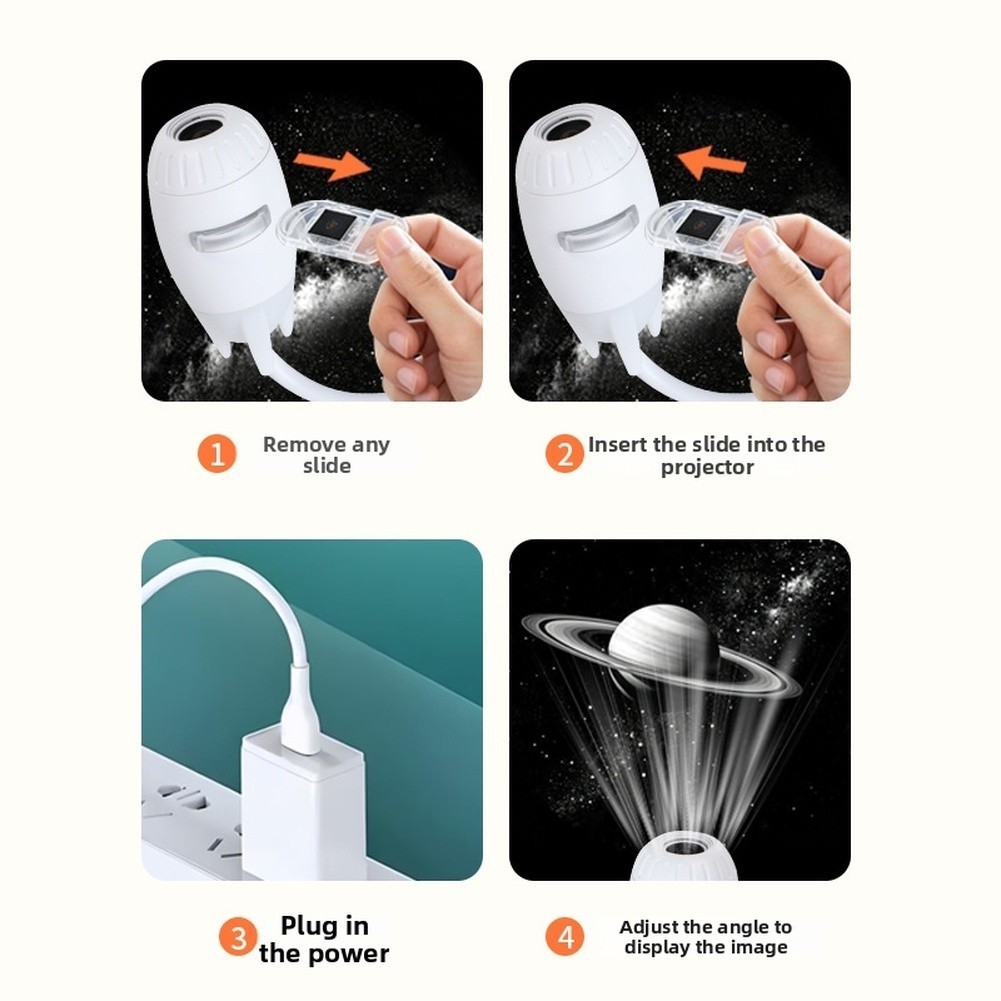 White Starry Night For Projector Lamp USB Flexible Insert Easy Operation