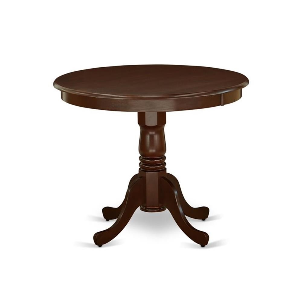 Pemberly Row Antique 3-piece Dining Set with Rounded Table in Mahogany