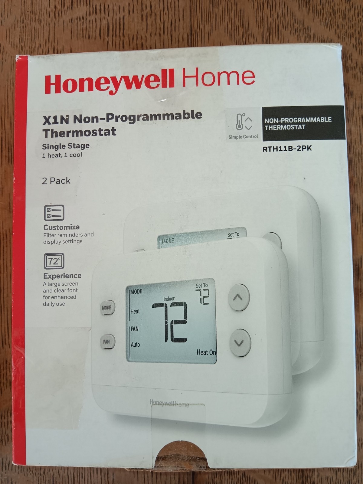 Honeywell Home  X1N Non-Programmable Thermostat RTH11B - 2-Pack