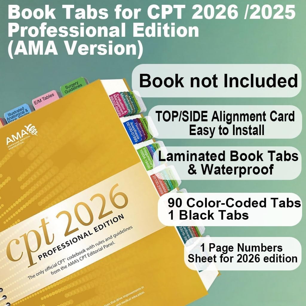 Index Tabs for AMA CPT Book, ICD-10 Code, HCPCS Level II, 3-Set Bundle 2026/2025