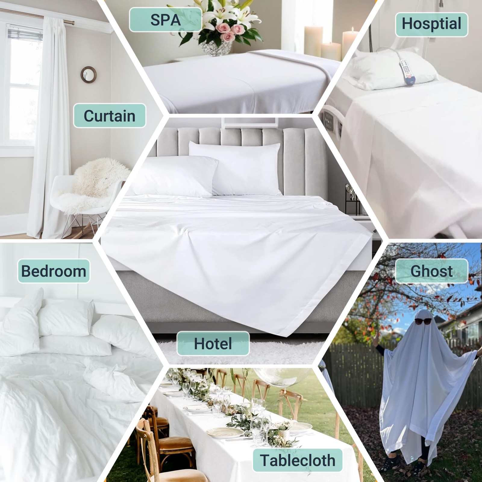 ZPECC Queen Flat Sheet Only 4 Pack, Durable White Top Bed Sheets Hypoallerge...