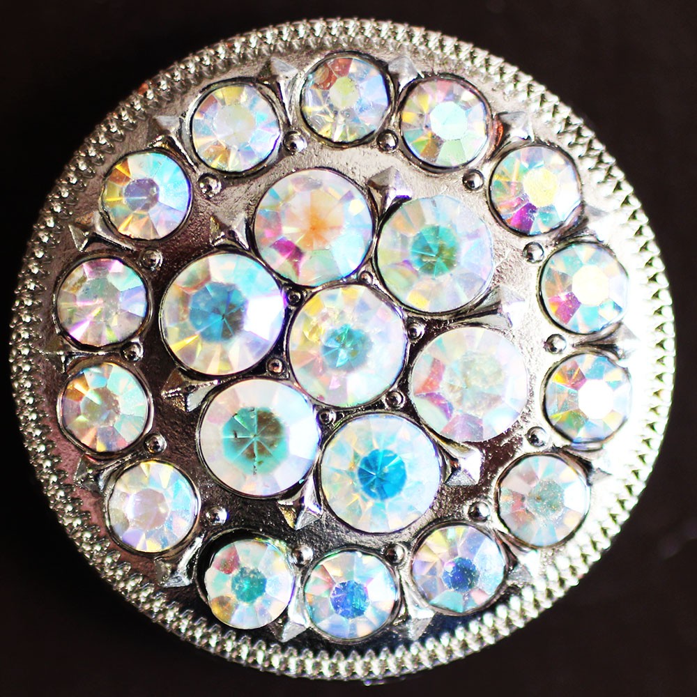4 Conchos 1.5" Rhinestone Horse Saddle Western Bridle Crystal 401146