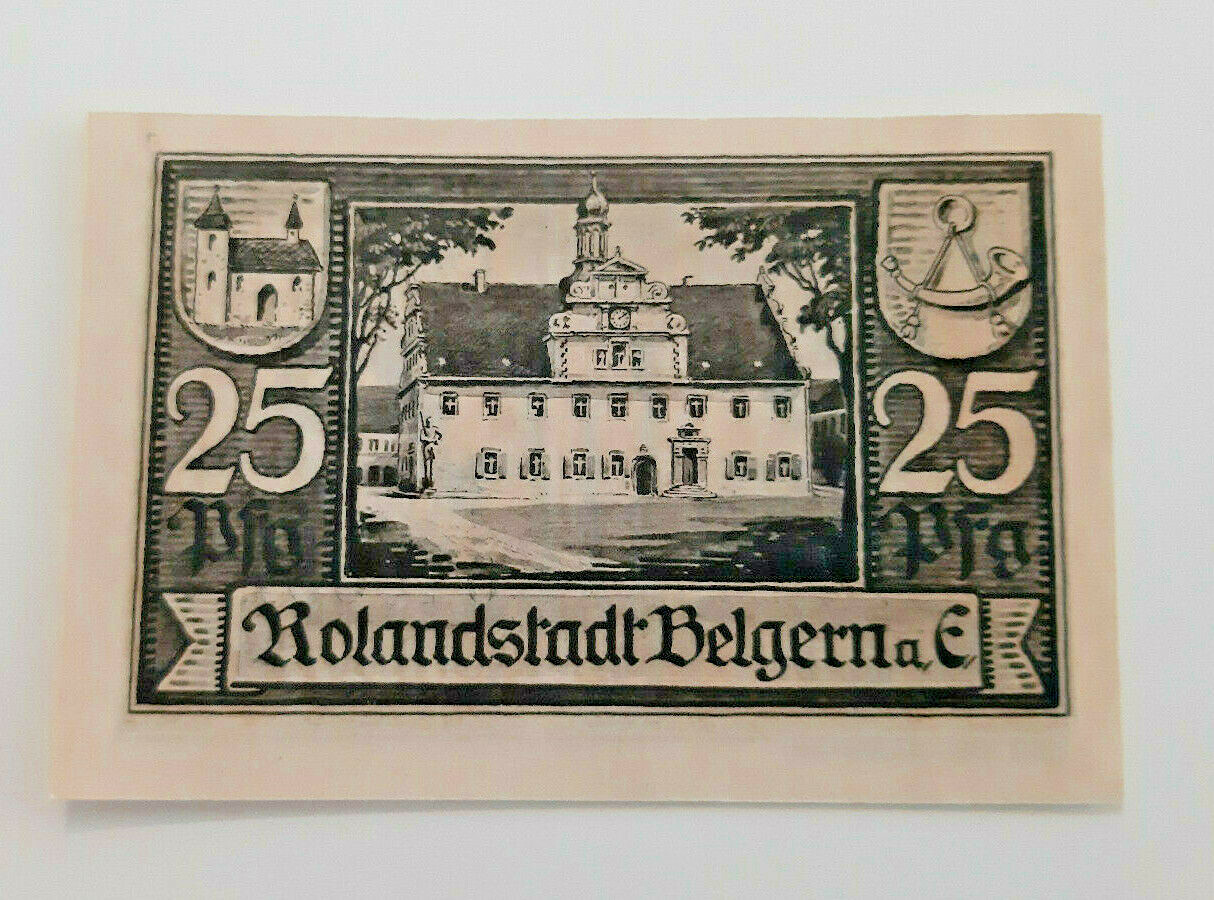 BELGERN NOTGELD 25 PFENNIG 1921 EMERGENCY MONEY GERMANY BANKNOTE (10377)