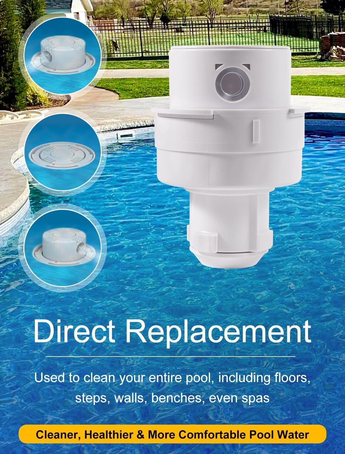 PCC2000 Rotating Pop Up Head Nozzle for Paramount in-Floor Cleaning System White