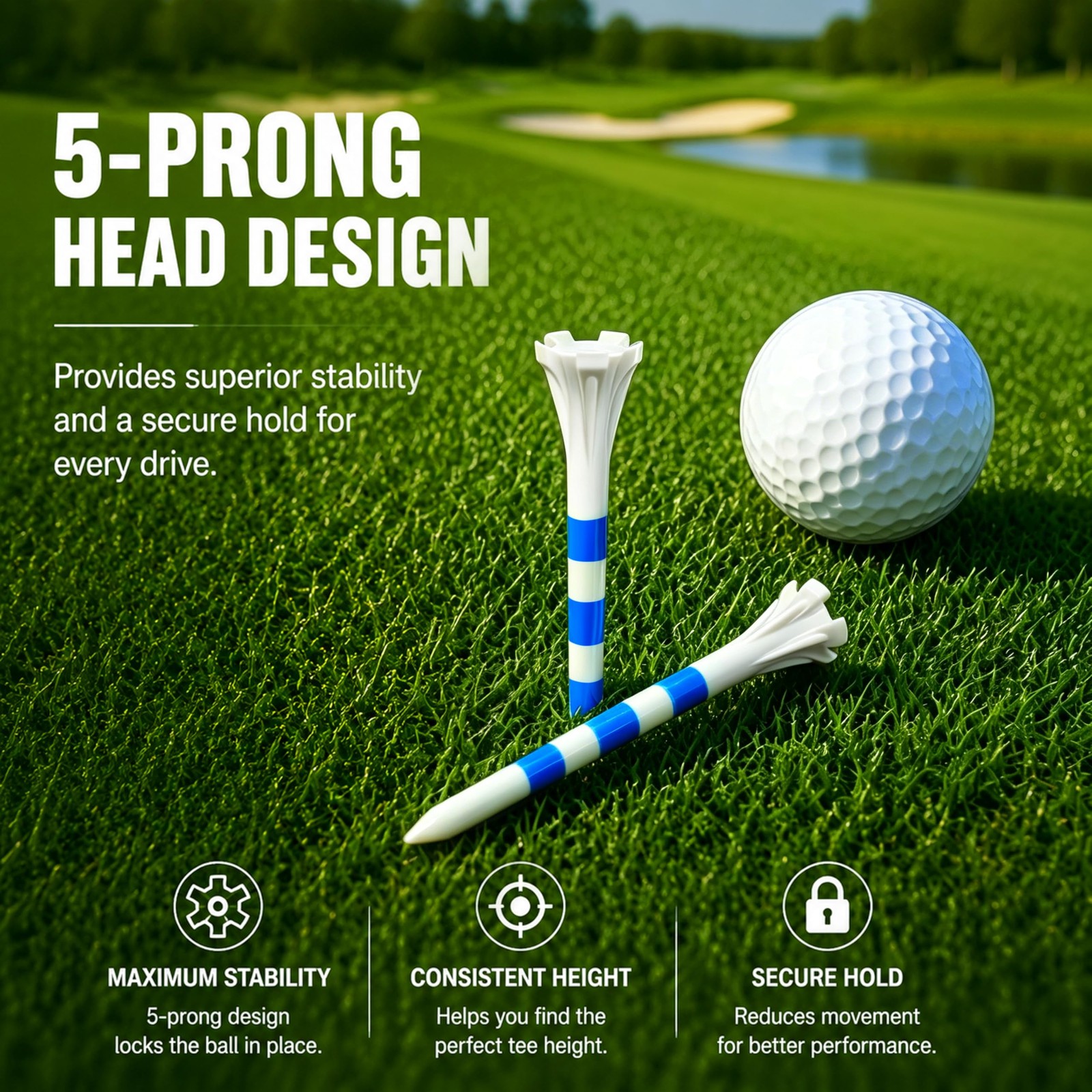 CHAMPKEY Professional 170 Pack 5-Prong Plastic Golf Tees 3 Sizes Assorted Pack -