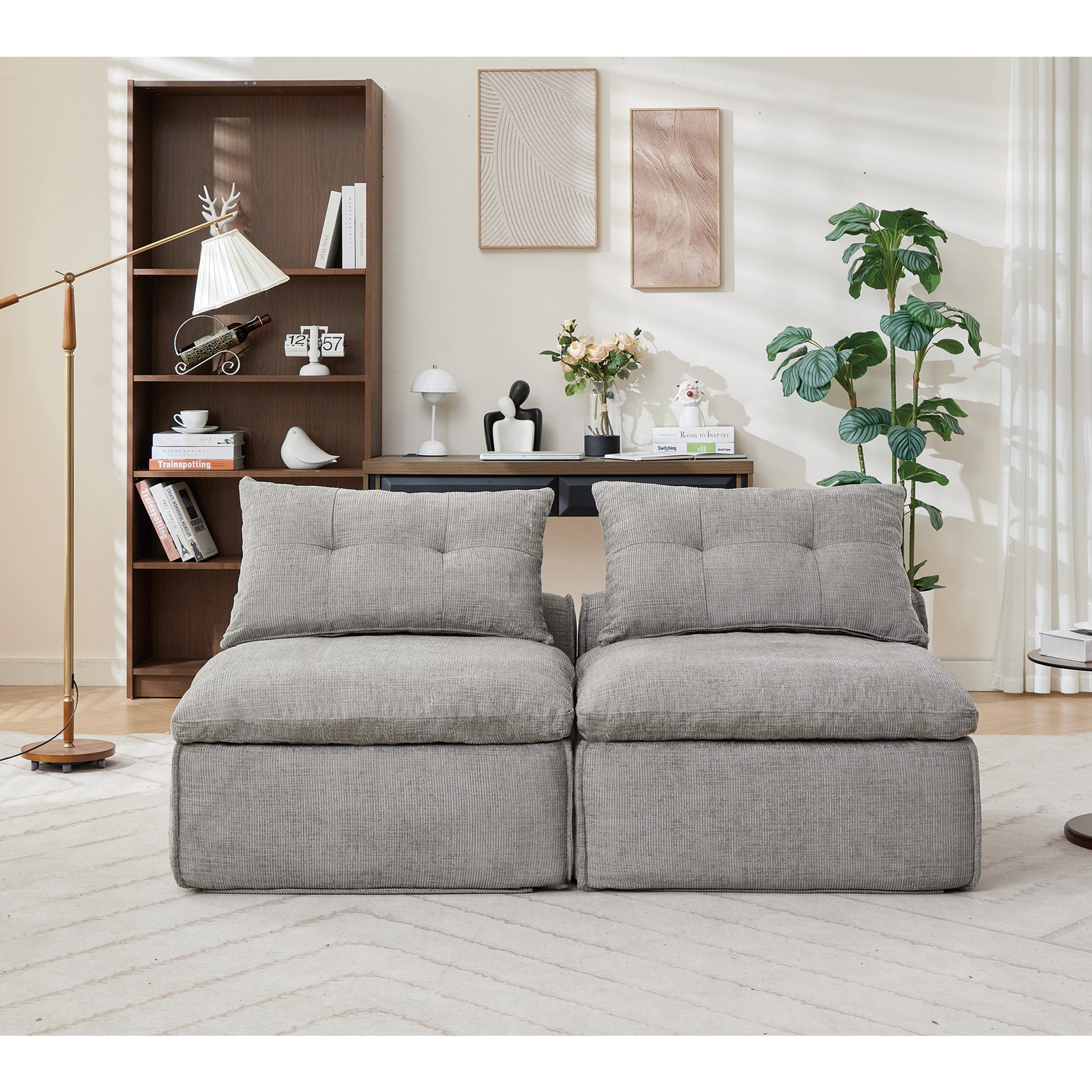 [NEW ARRIVED] [VIDEO PROVIDED]Modular Sofa,No Armrests,At will DIY, Chenille Fab