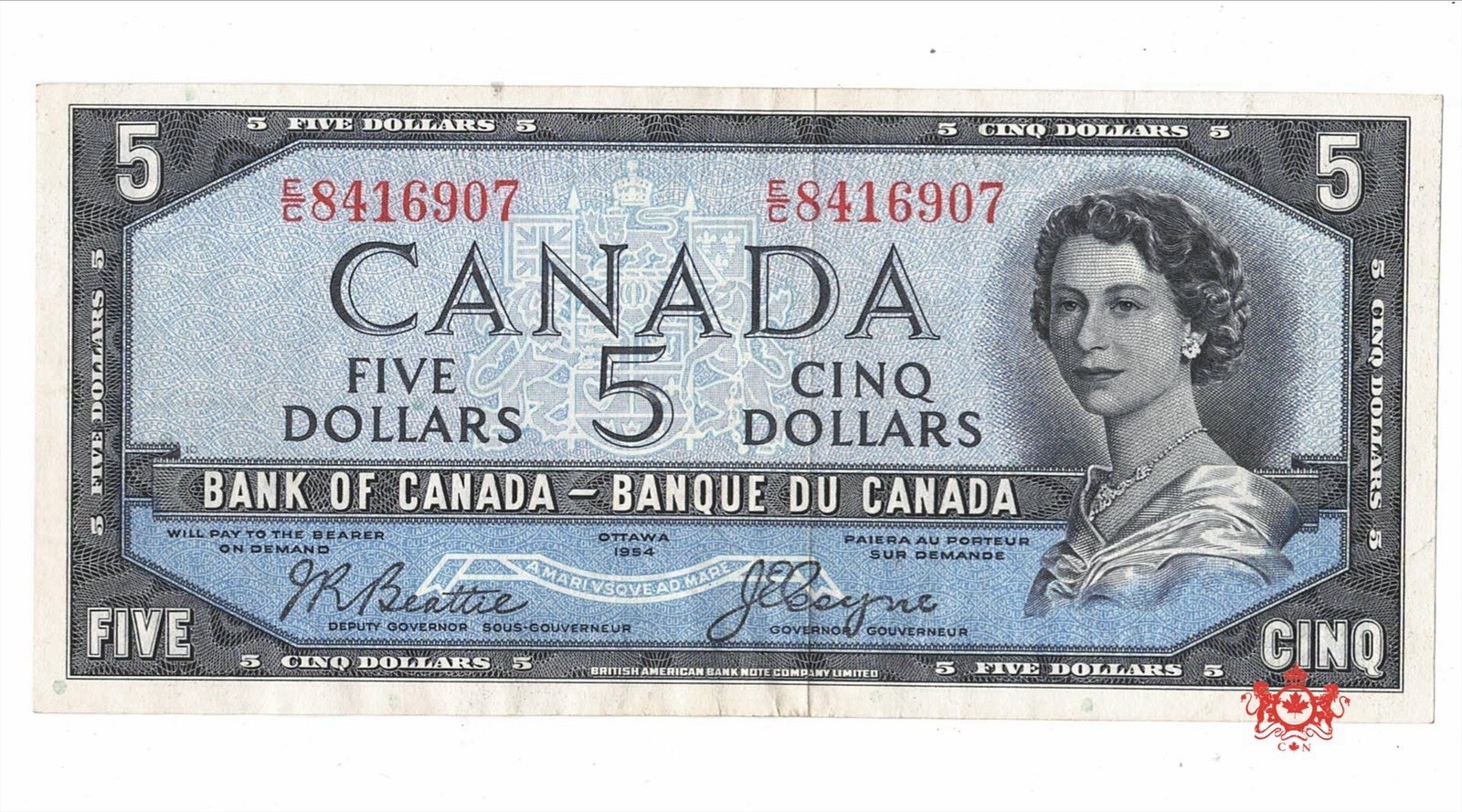 1954 Bank Of Canada 5$ Beattie/Coyne Devil Face E/C8416907 - EF - BC-31b