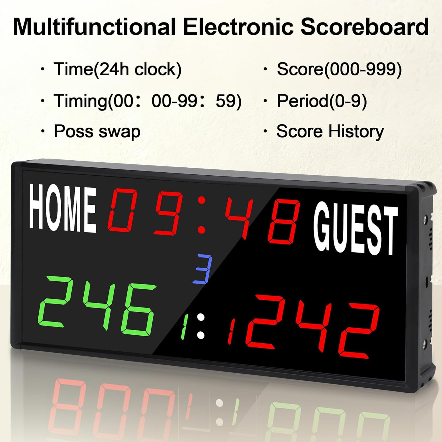 LED Electronic Scoreboard Digital Score Keeper with Remote/Timer/Shot Clock | Ba