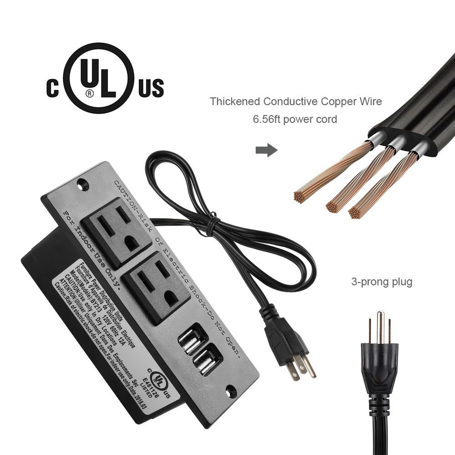 Conference Recessed Power Strip Socket with USB Ports,Table Power Strip,Deskt...