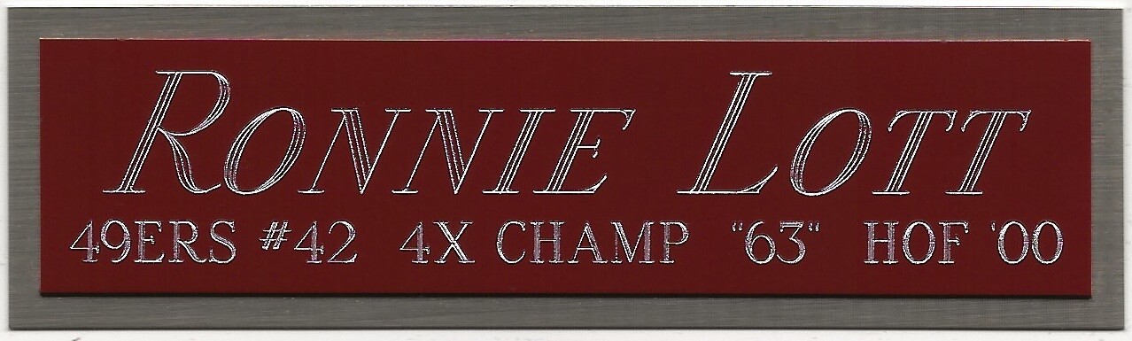 RONNIE LOTT 49ERS NAMEPLATE FOR AUTOGRAPHED Signed Helmet JERSEY FOOTBALL PHOTO
