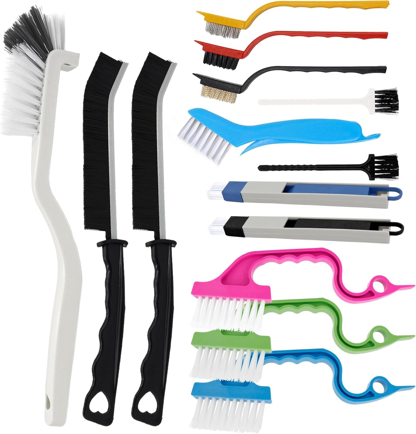 15Pcs Crevice Cleaning Brush Set Hard Bristle Scrub Brushes Tools Groove Gap
