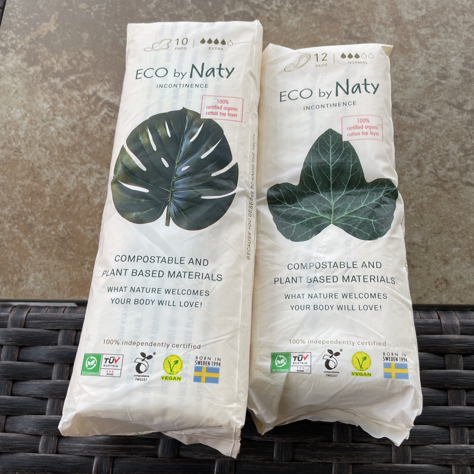 2 New Eco By Naty 12Pads (22total) Normal Compostable And Plant Based Materials