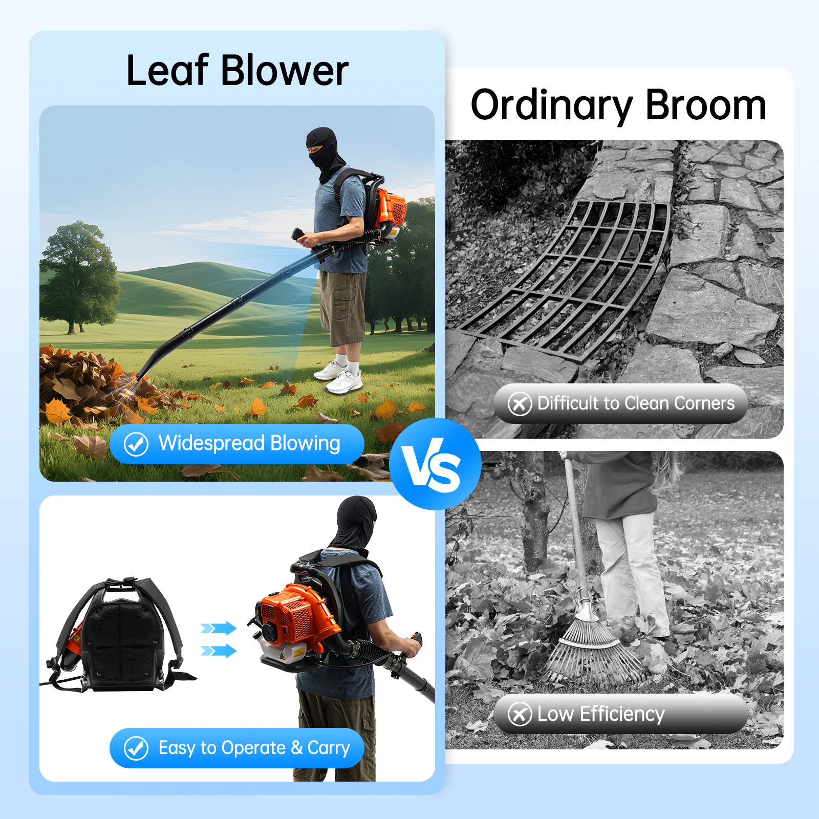 Backpack Leaf Blower 2-Stroke Backpack Lawn Grass Blower Adjustable Air Volume