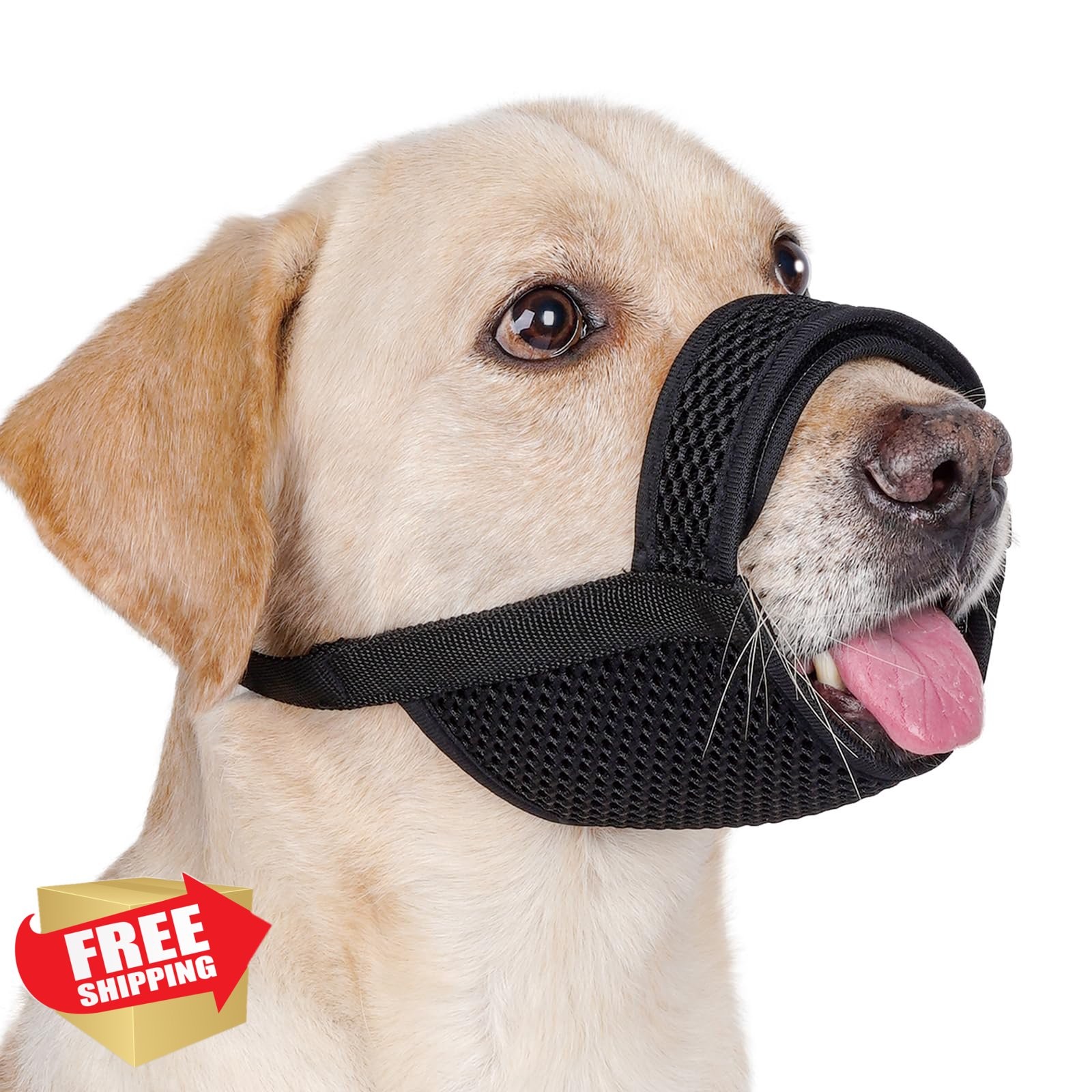 Mayerzon Breathable Dog Muzzle Mesh Adjustable for Biting Chewing Grooming
