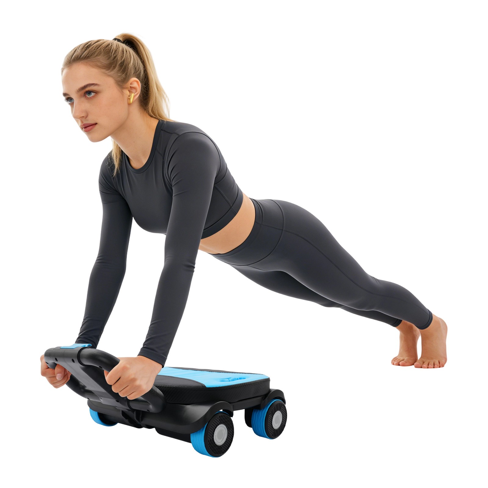AB Roller Wheel, Four-Wheel Elbow Support Abdominal Roller Abdominal Roller Blue