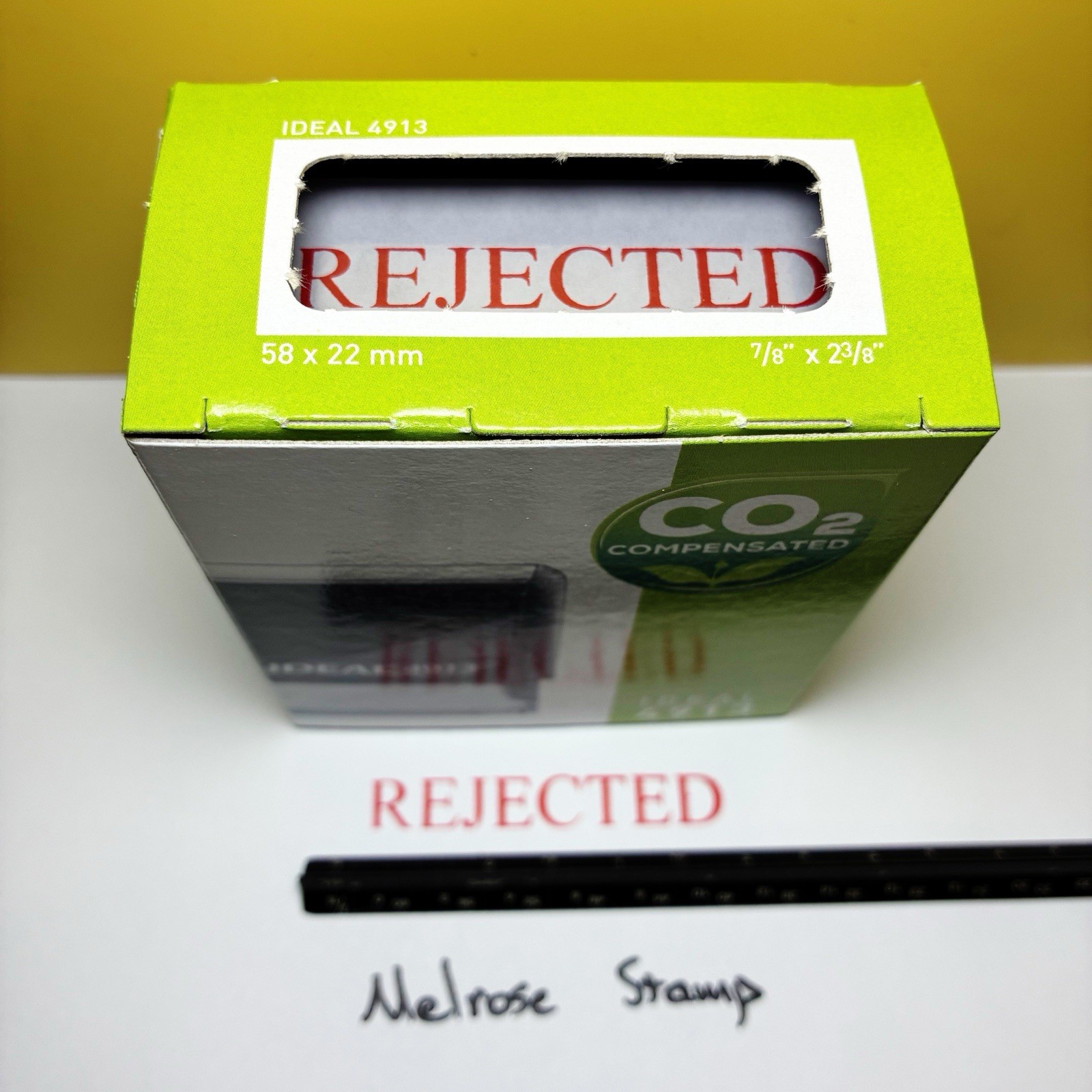 Rejected Rubber Stamp Red Ink Self Inking Ideal 4913