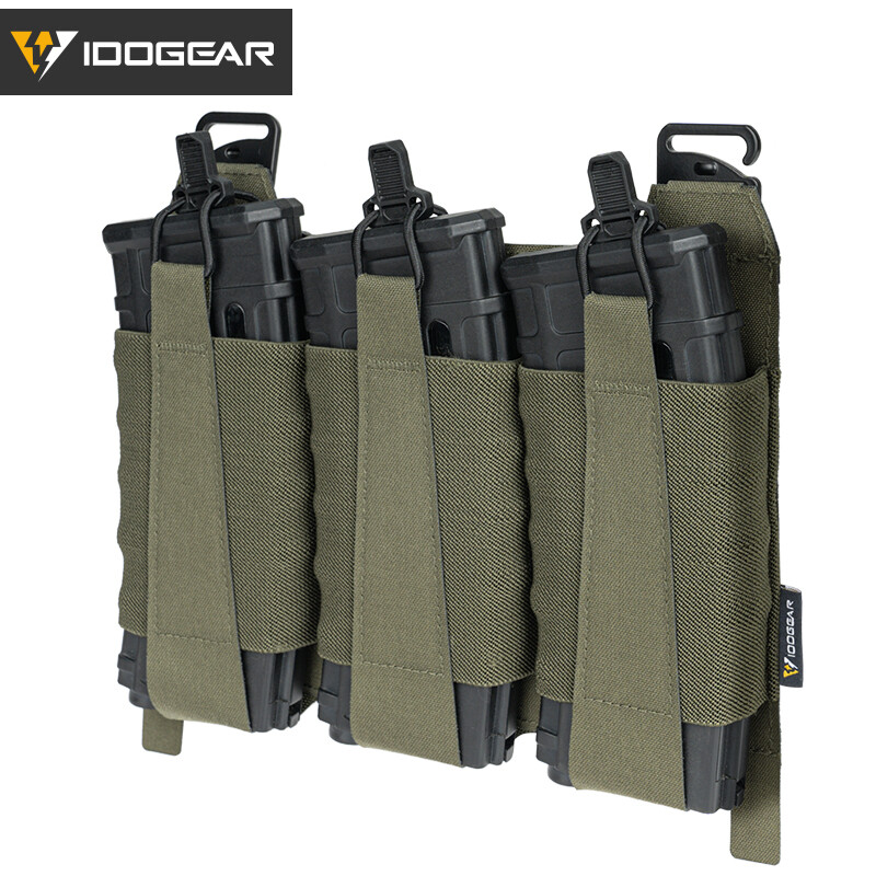 IDOGEAR Elastic 556 762 Triple Mag Pouch Placard Hook Front Flap Panel Ferro