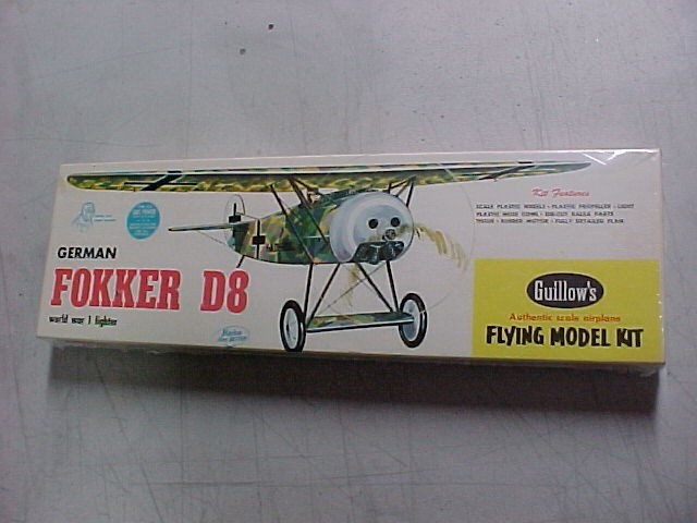 Guillows Model Airplane Fokker D8 18" Scale Rubber-Powered Plans & Empty Box