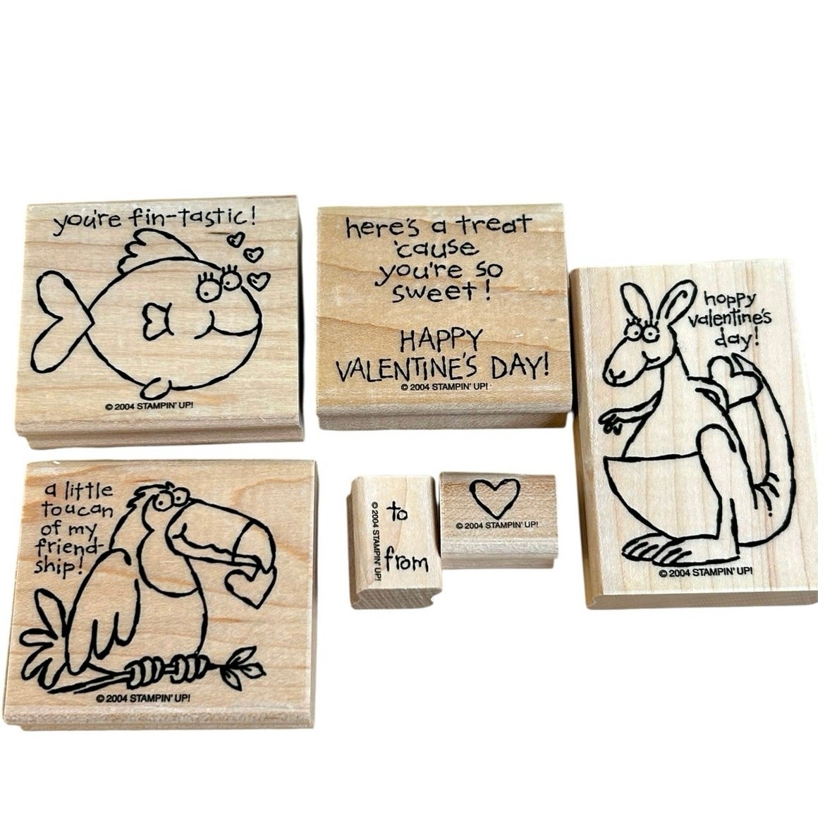 Stampin’ Up 2004 Toucan of My Love Wood Mounted Rubber Stamps 6 Stamps