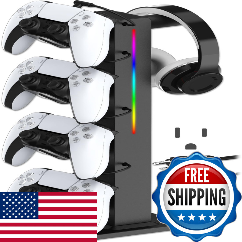Kafri Rgb Gaming Headphone Stand Controller Holder Desk Organizer Retractable