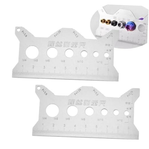 2 Pcs Stainless Steel Double-Sided Bolt Gauge Card, 0–10 Thread Measuring Tool