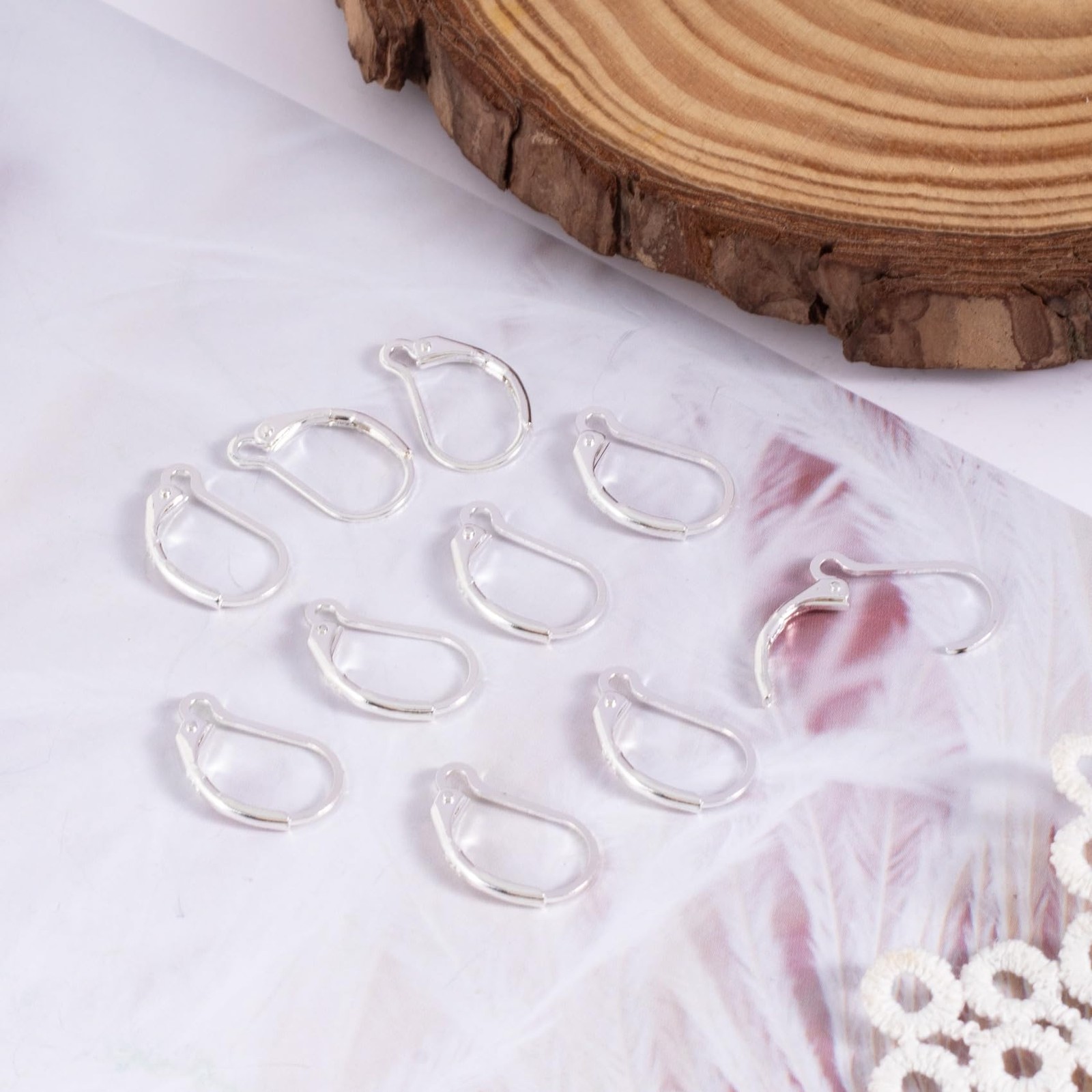 6pcs Silver Plated Earring Hooks, Hypoallergenic Leverback Earring Backs Clas...