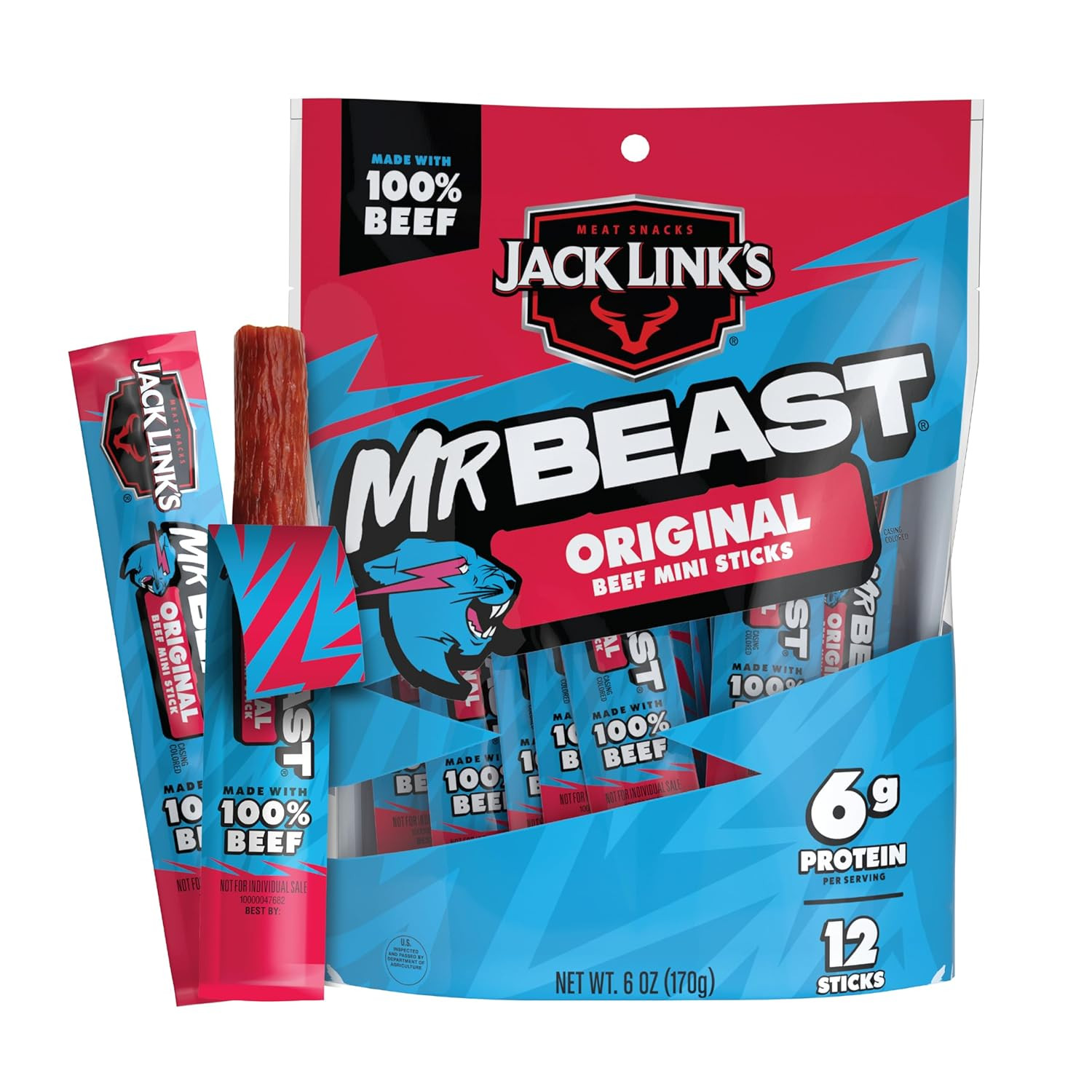 Jack Link’S X Mrbeast Beef Sticks, Original Mini Beef Sticks, as Seen on Beast G