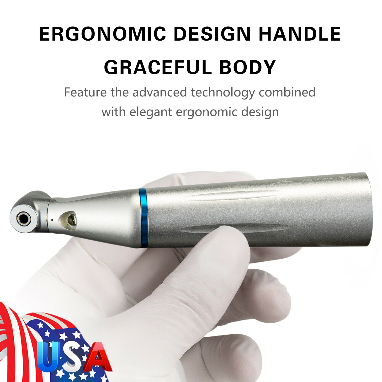 Dental Low Speed LED E-generator Push Contra Angle Handpiece Internal Water YB