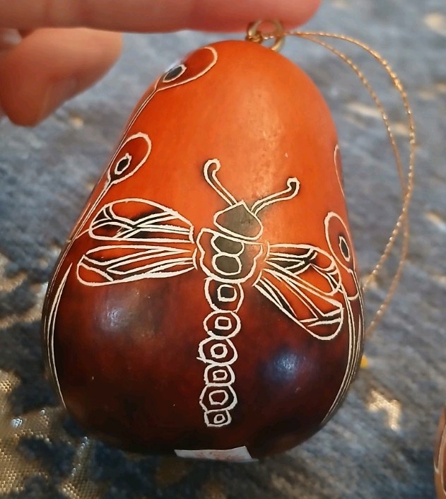 Vtg Lucuma Handmade Gourd Ornaments Set Of 4 Made In Peru Boho Mexican Animal