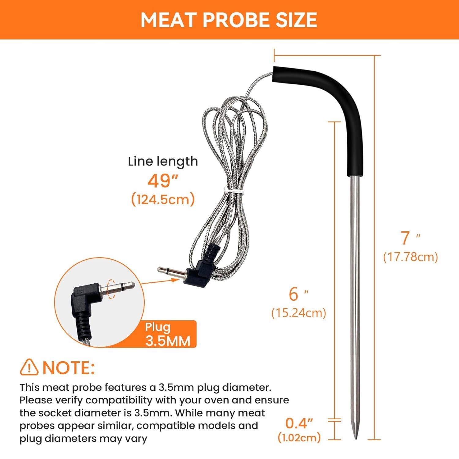 3 Pieces Meat Temperature Probe Thermometer Replacement for Grills and Smokers 2