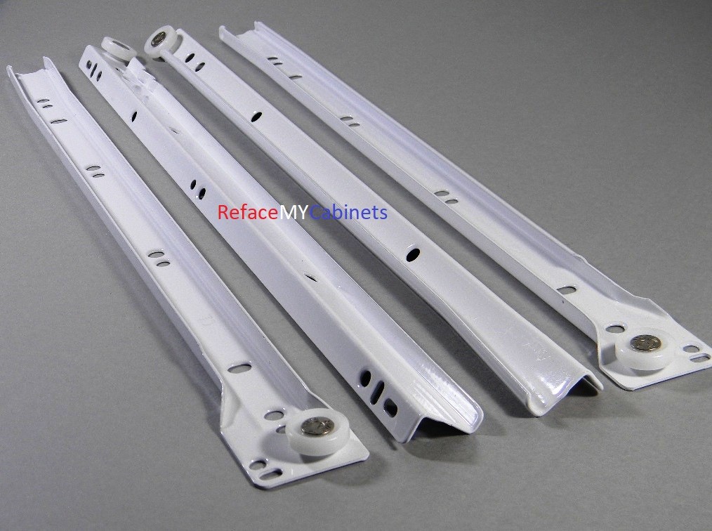 KV 1805 3/4 Extension White Epoxy Drawer Slides - 14 Inch