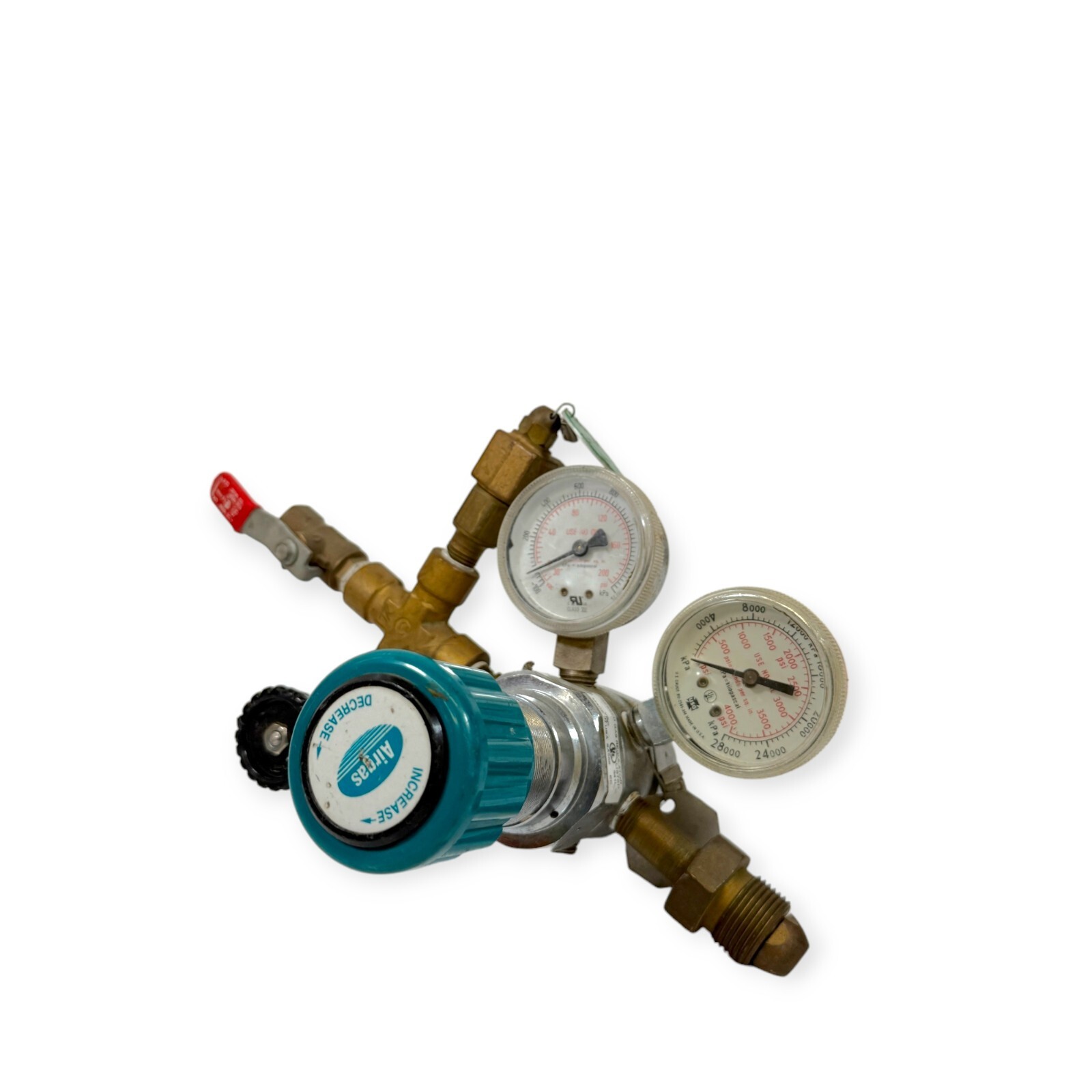 Airgas Compressed Gas Regulator 3000 PSIG with Dual Gauge, Made in USA