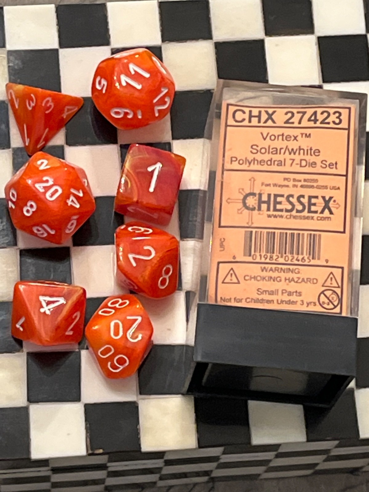 CHX 27423 OOP Chessex set Vortex Solar White rpg d&d dice 013126@