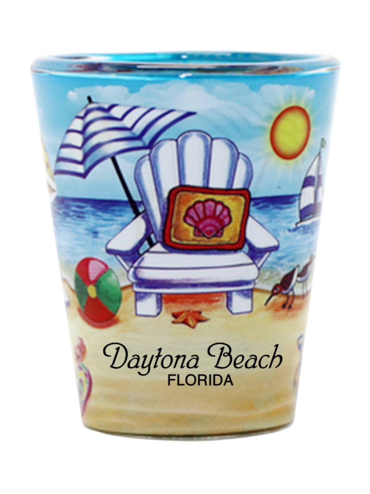 DAYTONA BEACH FLORIDA BEACH CHAIR IN AND OUT SHOT GLASS SHOTGLASS