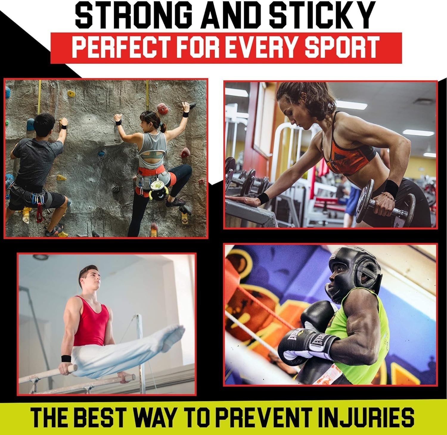 Versatile Black Athletic Tape Kit: Strong Support for Ankle, Wrist, and Fingers