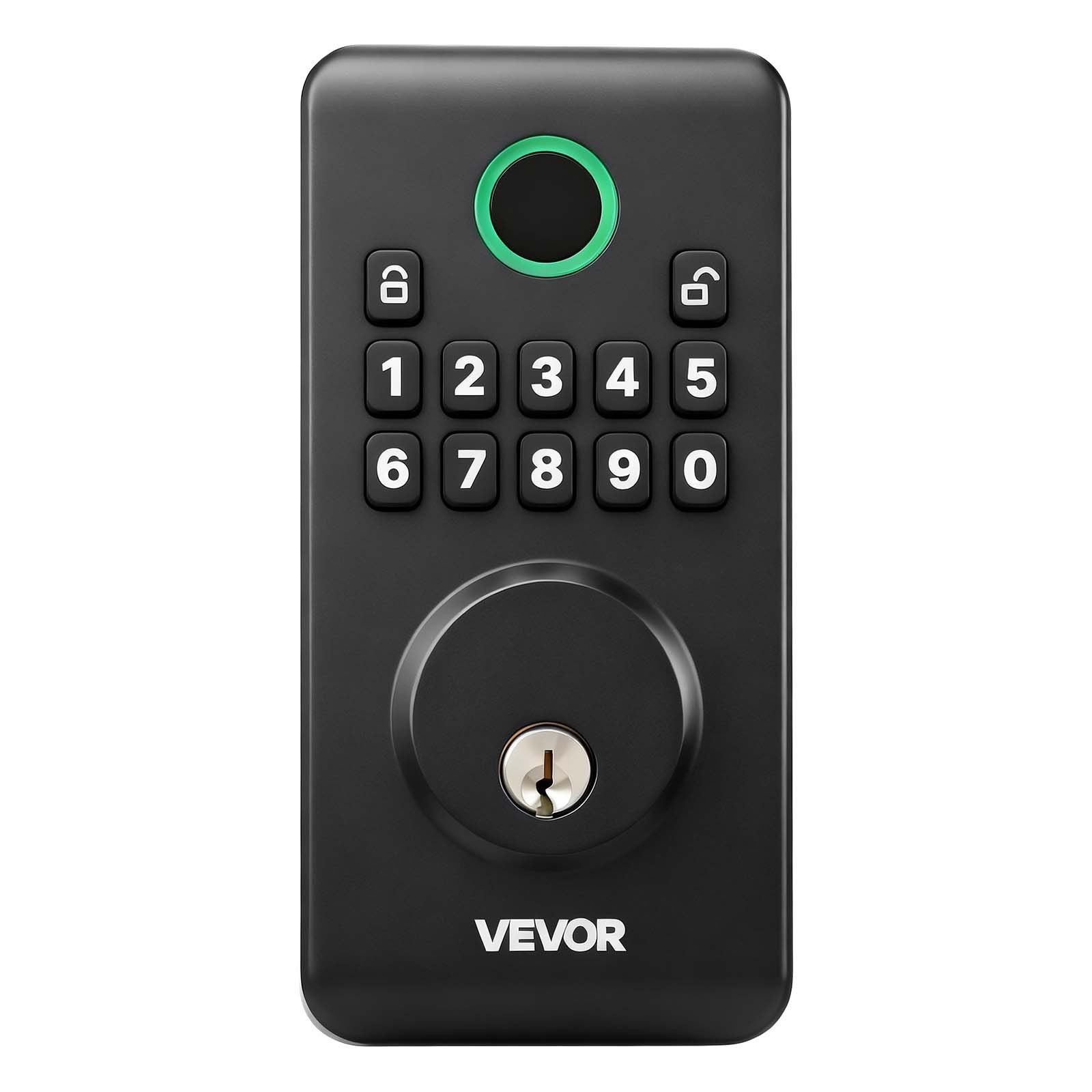 Matte Black Keyless Deadbolt: 100 Codes, Auto Lock, Backlit Keypad, IP55
