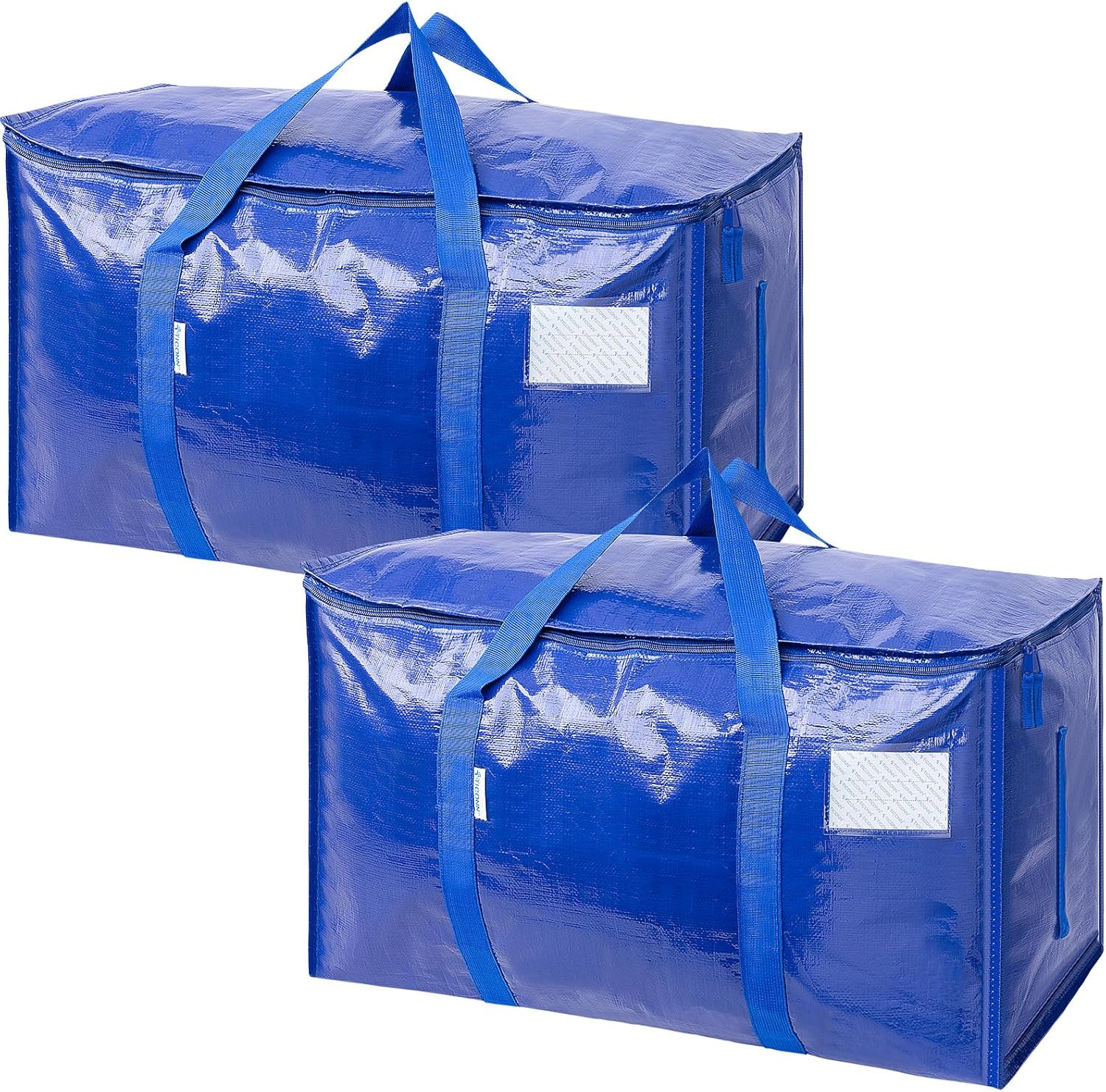 2 Pack Extra Large Moving Bags with Zippers & Carrying Handles, Heavy-Duty Stora