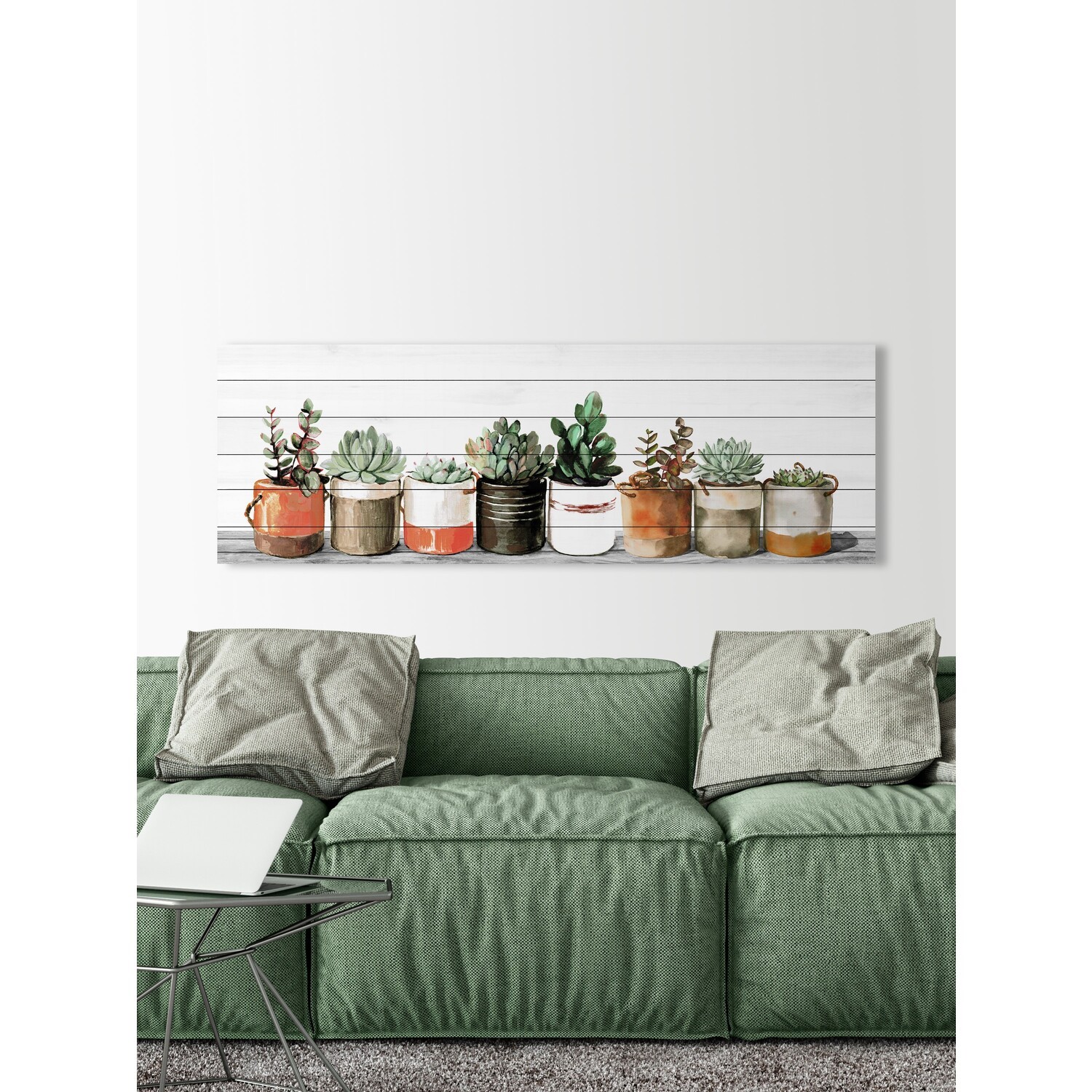 Marmont Hill Miniature Succulents Painting Print on White Wood