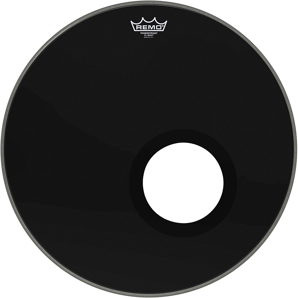 Remo Ebony Powerstroke 3 Resonant Bass Drum Head w/5 Inch Port Hole Ebony 20 in.
