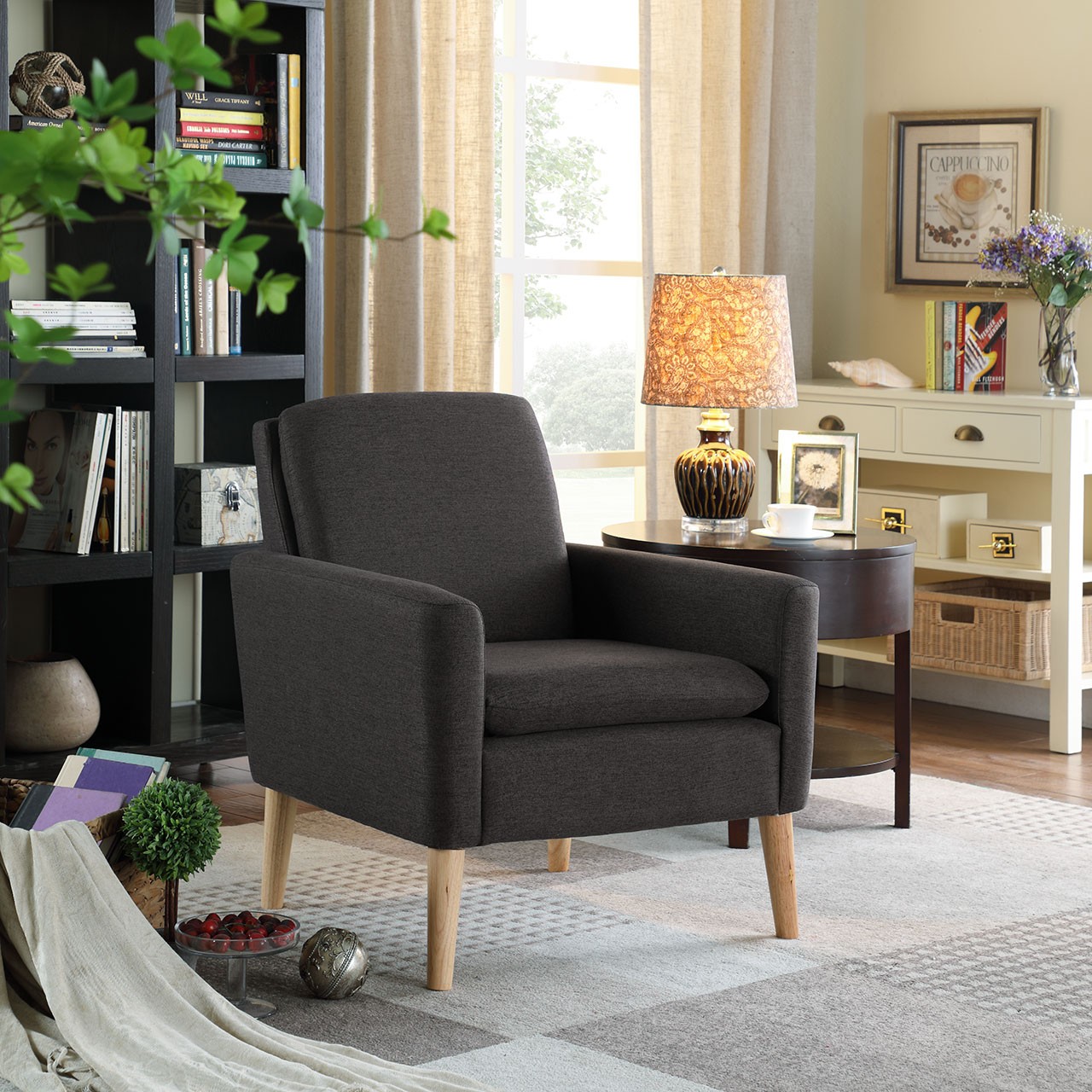 Modern Armchair | Single Sofa | Fabric Upholstery | Fashion Living Room Chair