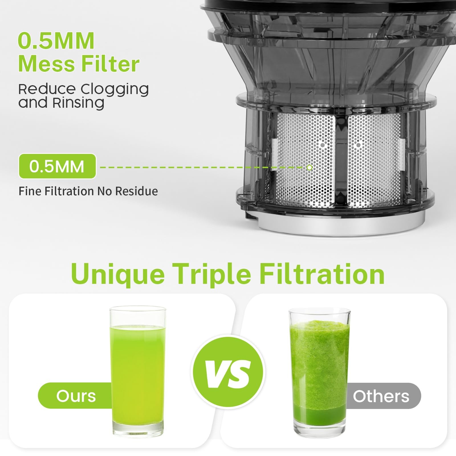 Juicer Machines, 5.4" Extra Large Feed Chute Cold Press Juicer, Juice Maker E...
