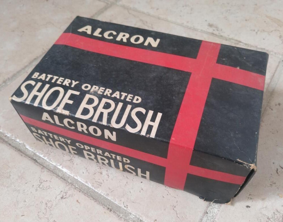 Vintage ALCRON Battery Operated Shoe Brush with Box 1950s 1960s